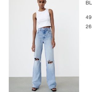 Zara wide leg ripped jeans never worn - 26